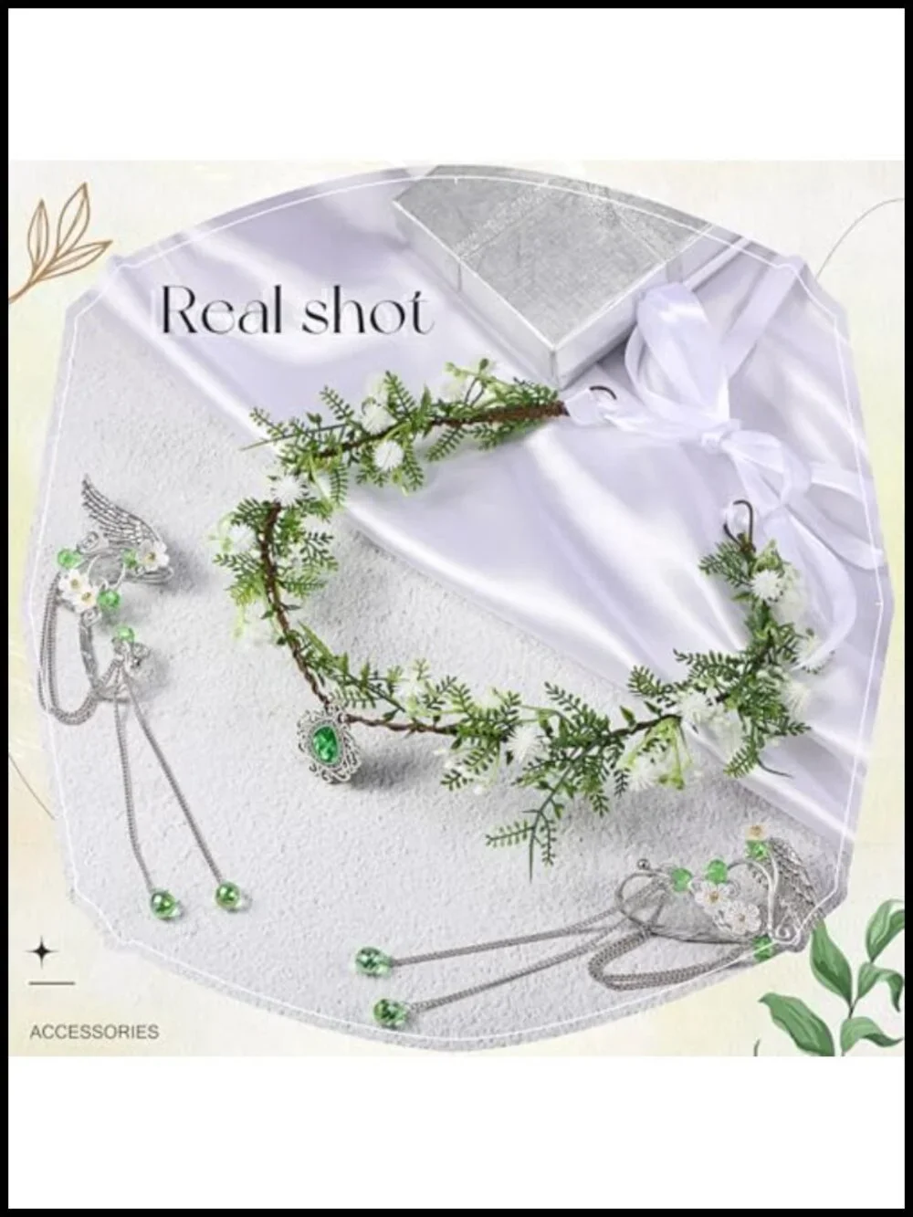 Fairy Costume Accessory Set, Elf Ear Cuffs, Rhinestone Crown, Halloween Cosplay